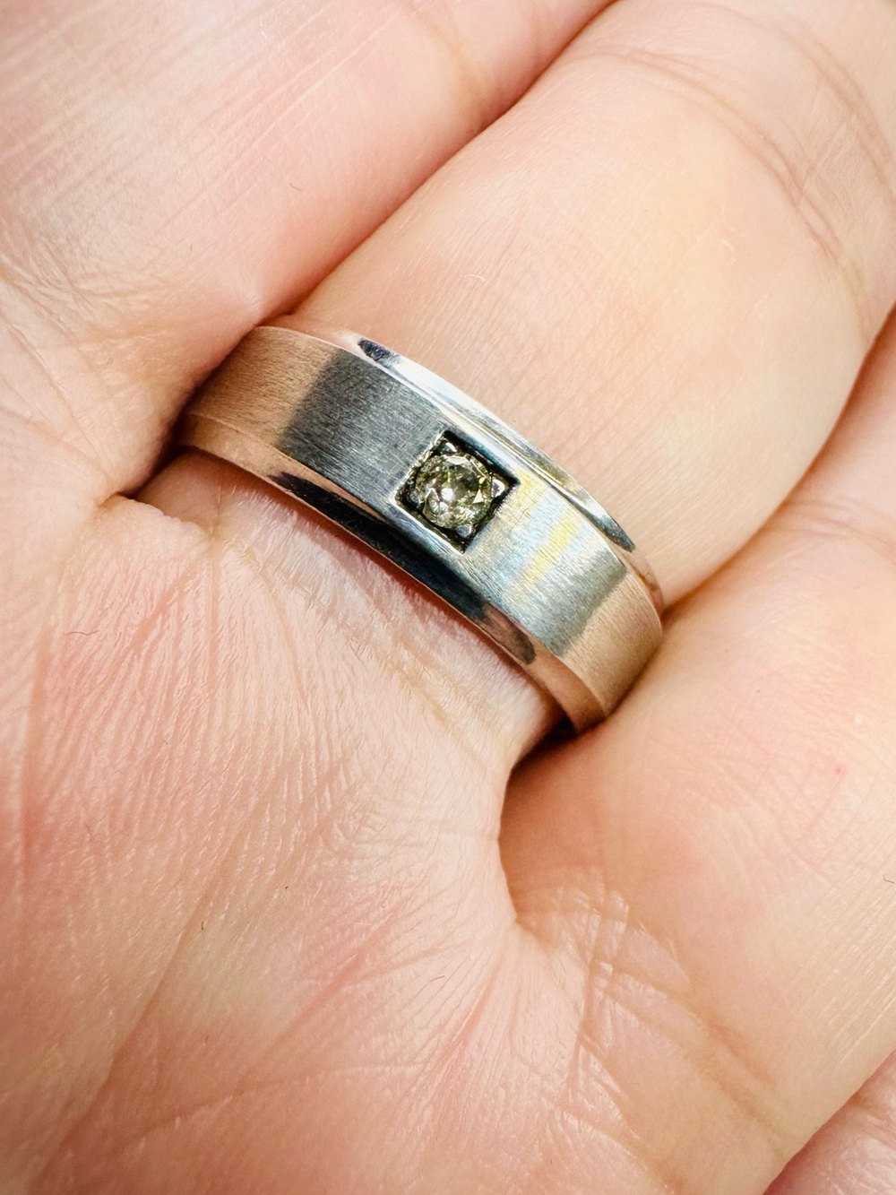 Diamond & Sterling Silver Engraved Band - 925 TJ